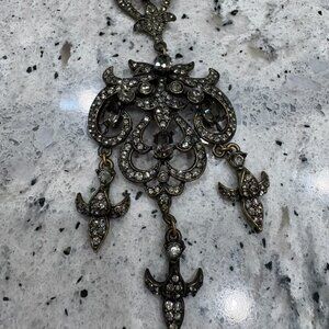 ✨ Heidi Daus 18” Victorian Pearl Necklace with Black Diamond Swarovski Pendant